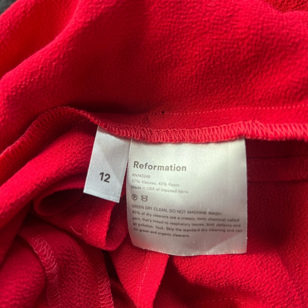 Reformation Holden Mini Dress Cherry Red NWT Size 12 - Picture 9 of 10
